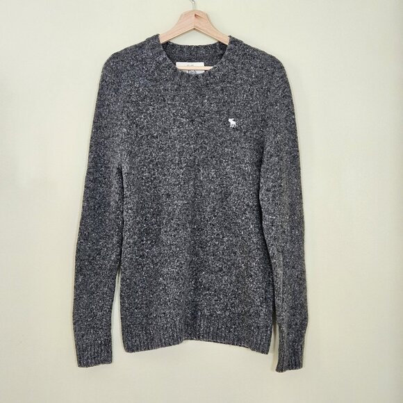 Abercrombie & Fitch Sweater Men M Marled Gray LS Crew Neck Wool Preppy Academia - Picture 15 of 16